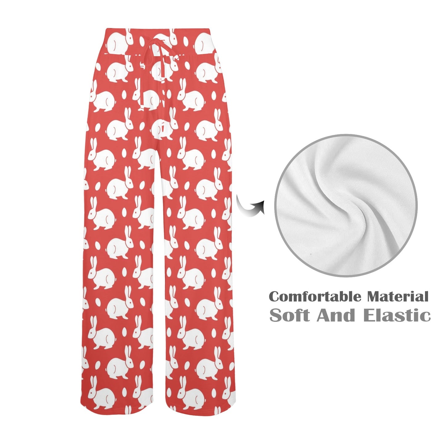 Rabbit Pattern Print Design RB017 Women's Wide Leg Lounge Pants