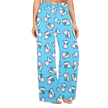 Cow Pattern Print Design 01 Women's Wide Leg Lounge Pants