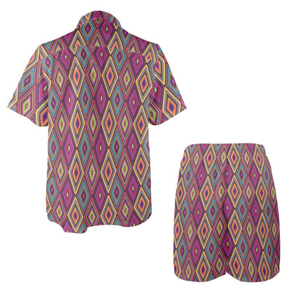 Southwestern Print Men's Beach Shirt and Shorts Set