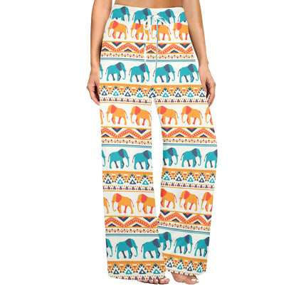 Elephant Aztec Ethnic Print Pattern Women's Wide Leg Lounge Pants