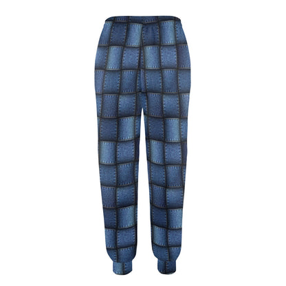 Denim patchwork Design Print Pattern JJ078 Women's Casual Track Pants