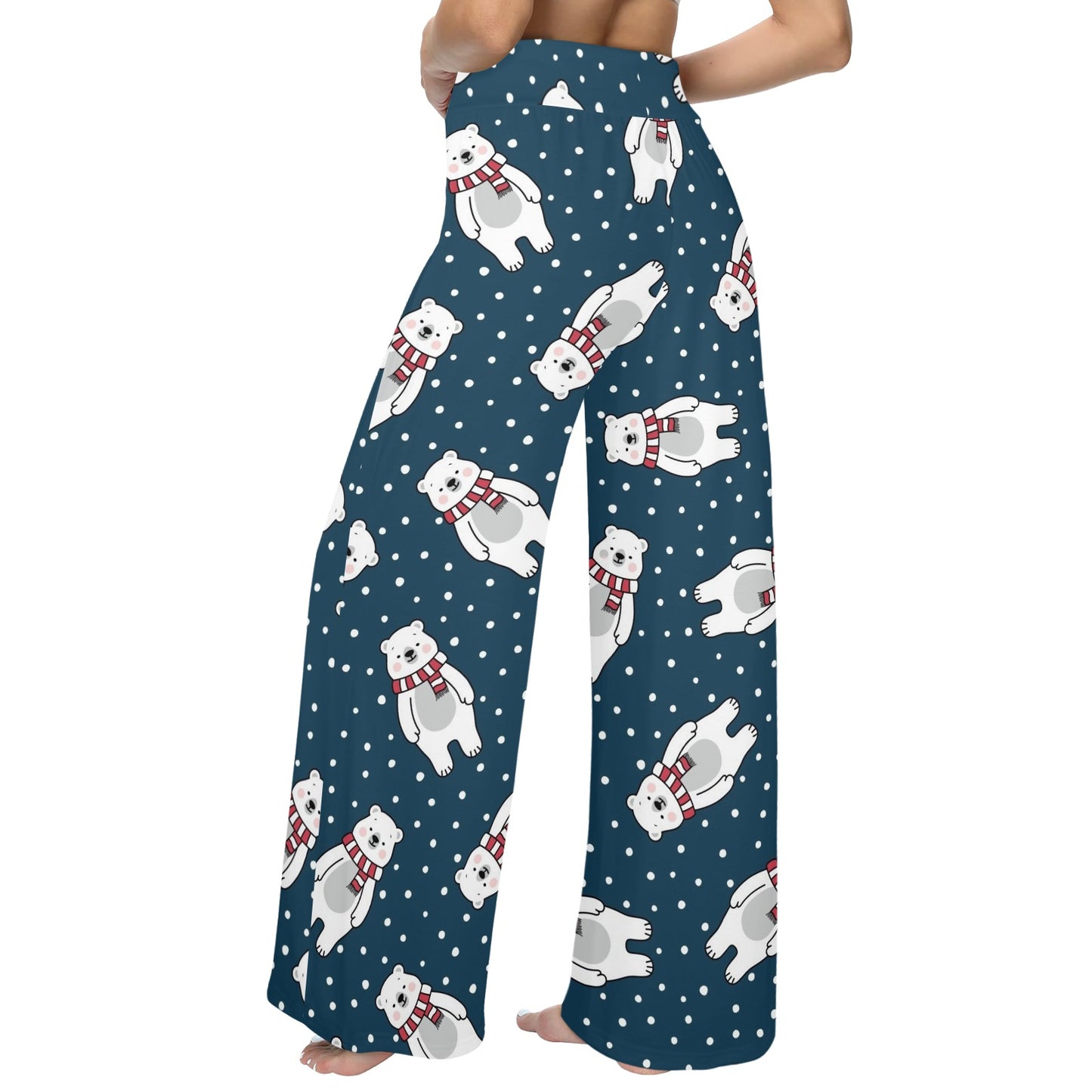 Polar Bear Pattern Print Design PB05 Women's Wide Leg Lounge Pants