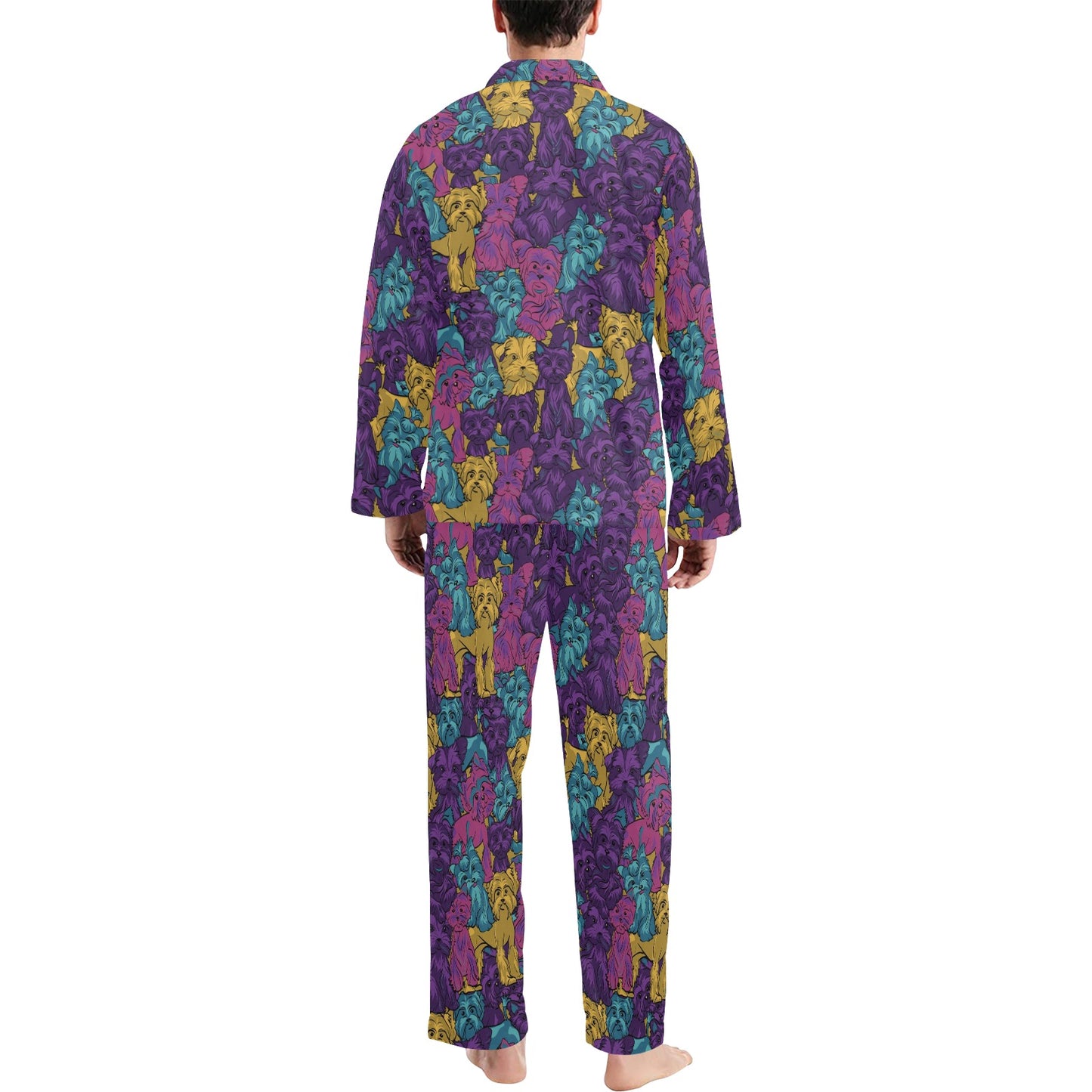 Yorkshire Terriers Print Design LKS3010 Men's Long Pajama Set