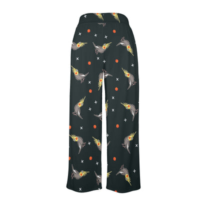 Cockatiel Pattern Print Design 02 Women's Wide Leg Lounge Pants
