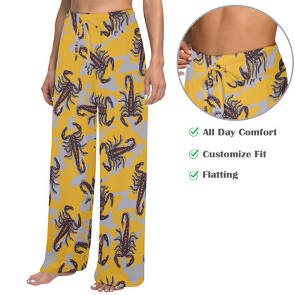 Scorpion Pattern Print Design 01 Women's Wide Leg Lounge Pants