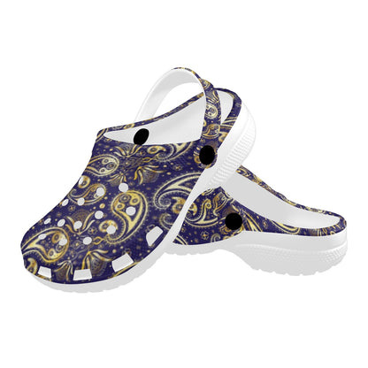 Paisley Blue Yellow Design Print Unisex Clogs Shoes