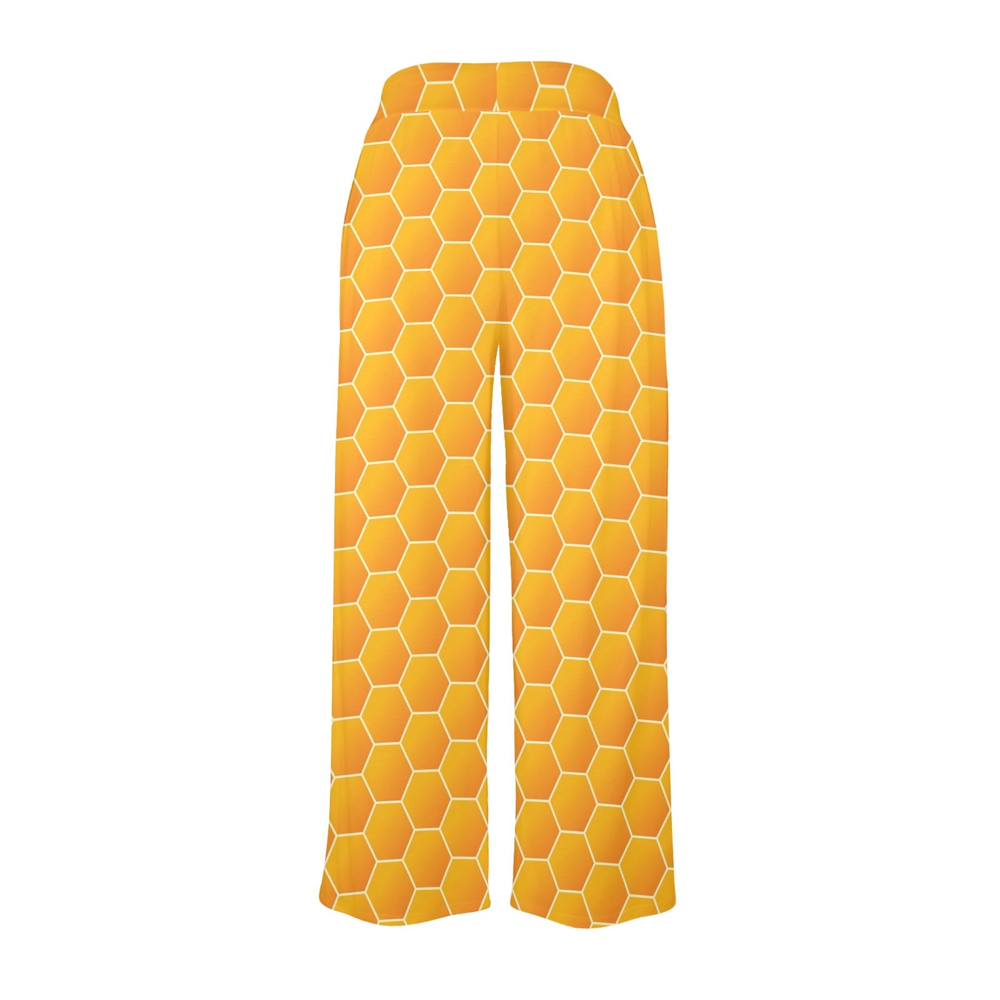 Honey Bee Honeycomb Print Design LKS3011 Women's Wide Leg Lounge Pants