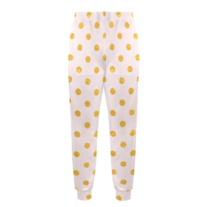 Polka Dot Gold Pink Pattern Print Design 01 Men's Casual Track Pants