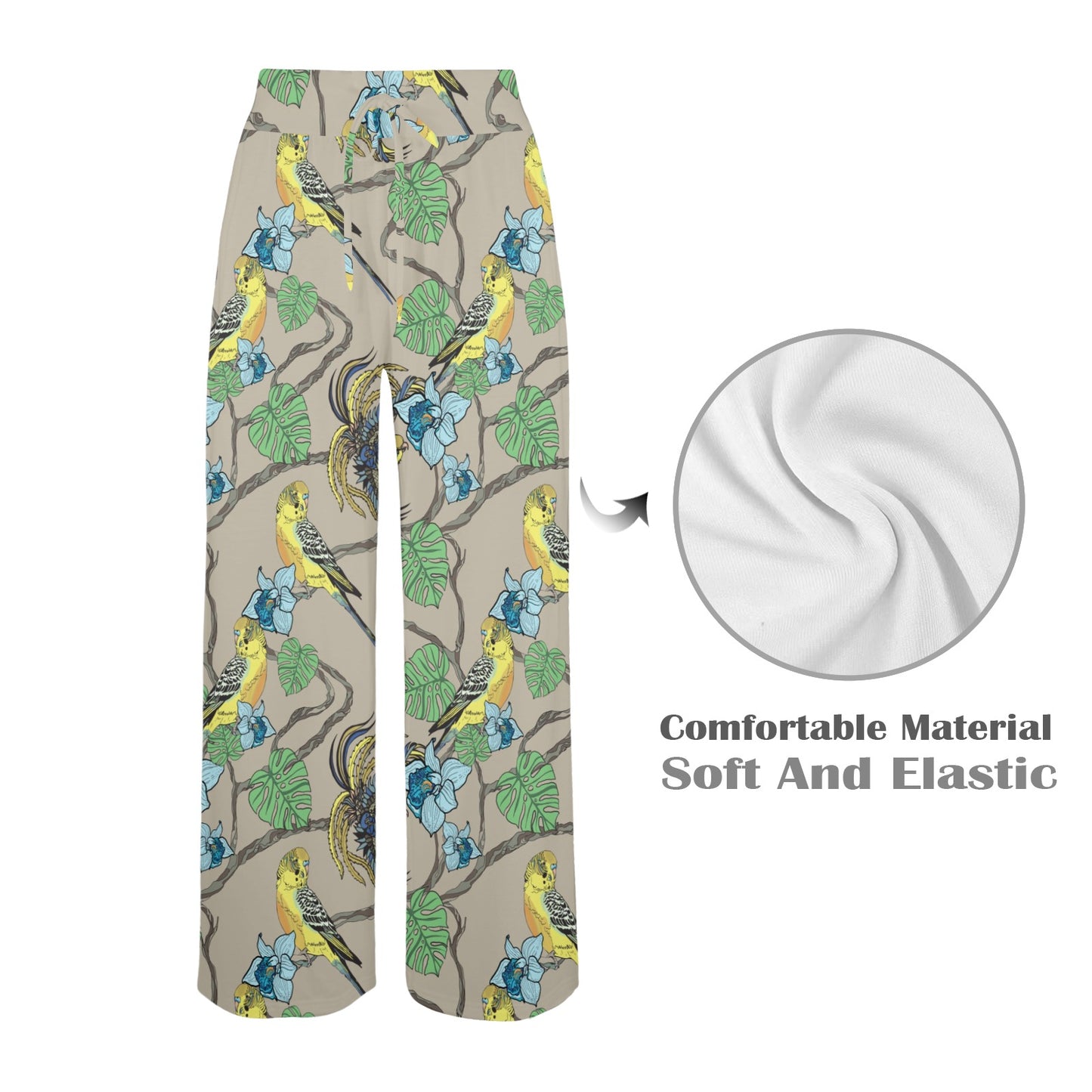 Parakeet Pattern Print Design A02 Women's Wide Leg Lounge Pants
