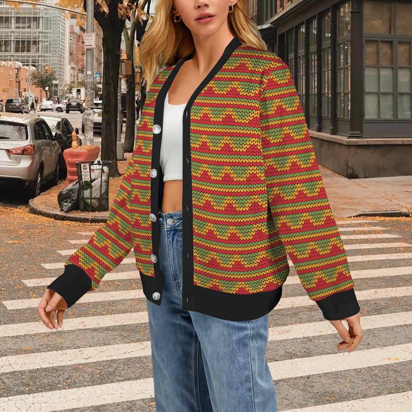 Rasta Reggae Color Print Women's Cardigan