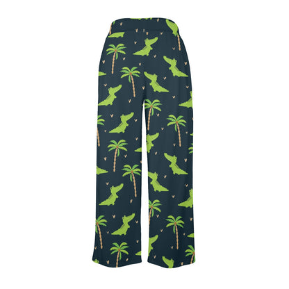 Alligator Pattern Print Design 02 Women's Wide Leg Lounge Pants