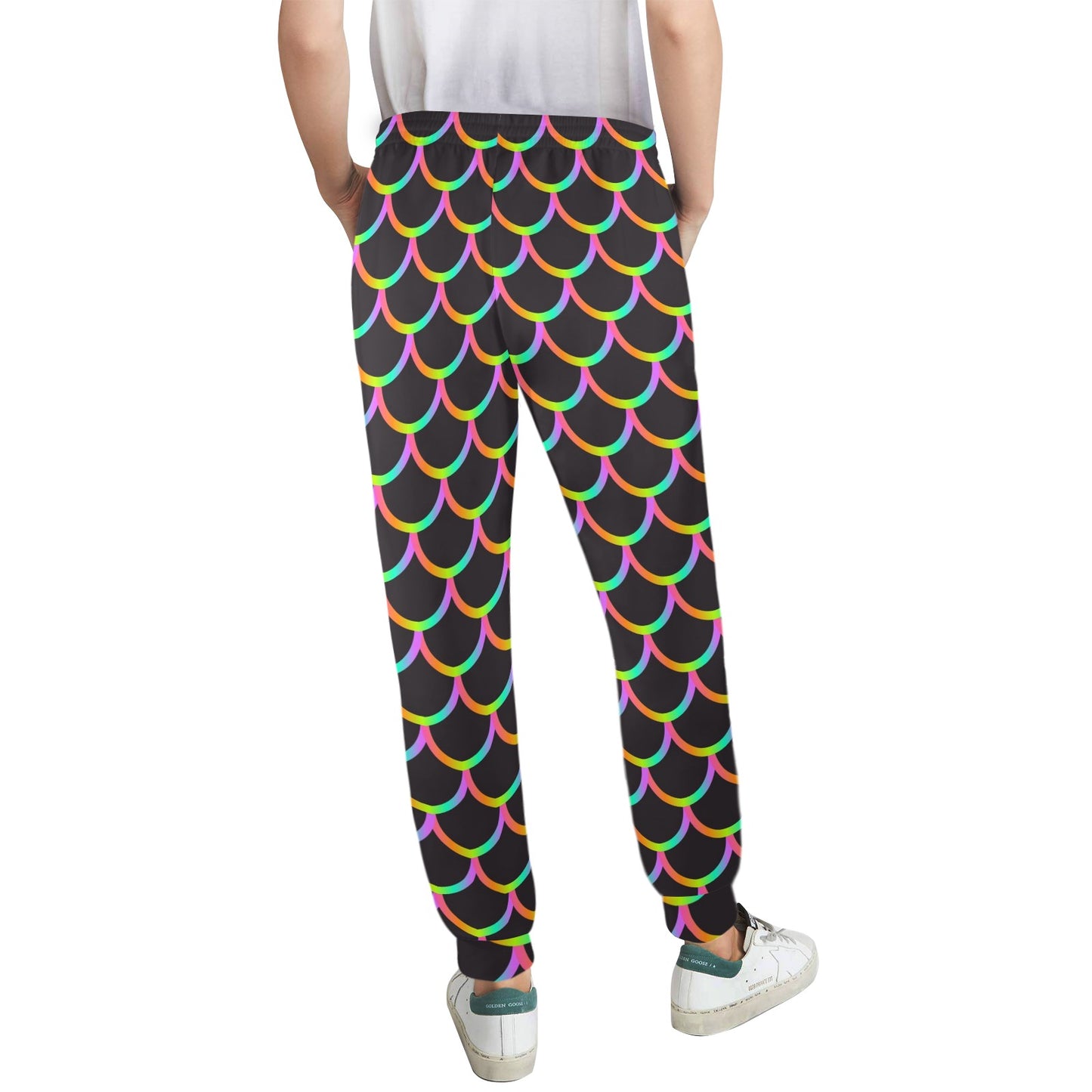 Mermaid Tail Rainbow Design Print Women's Casual Track Pants