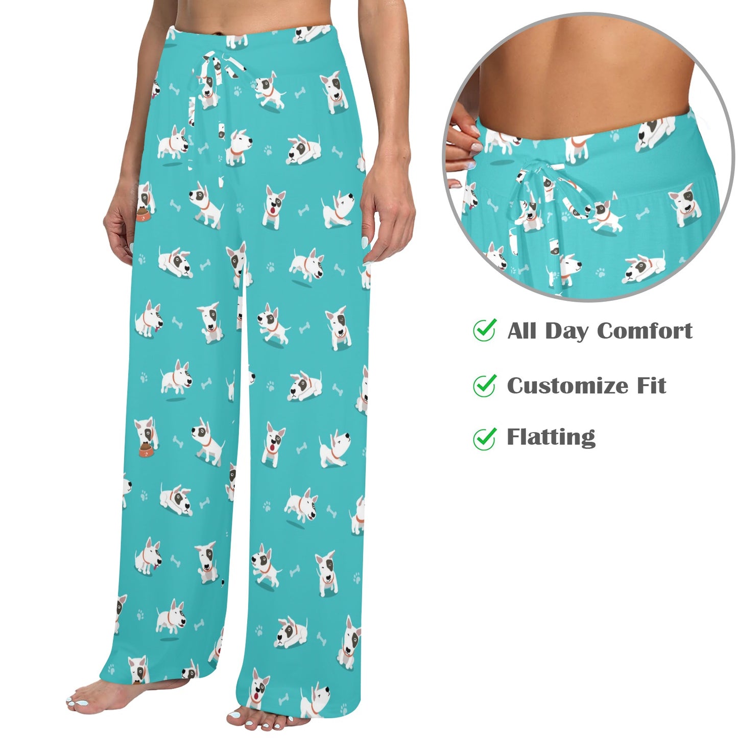 Bull Terriers Pattern Print Design 07 Women's Wide Leg Lounge Pants