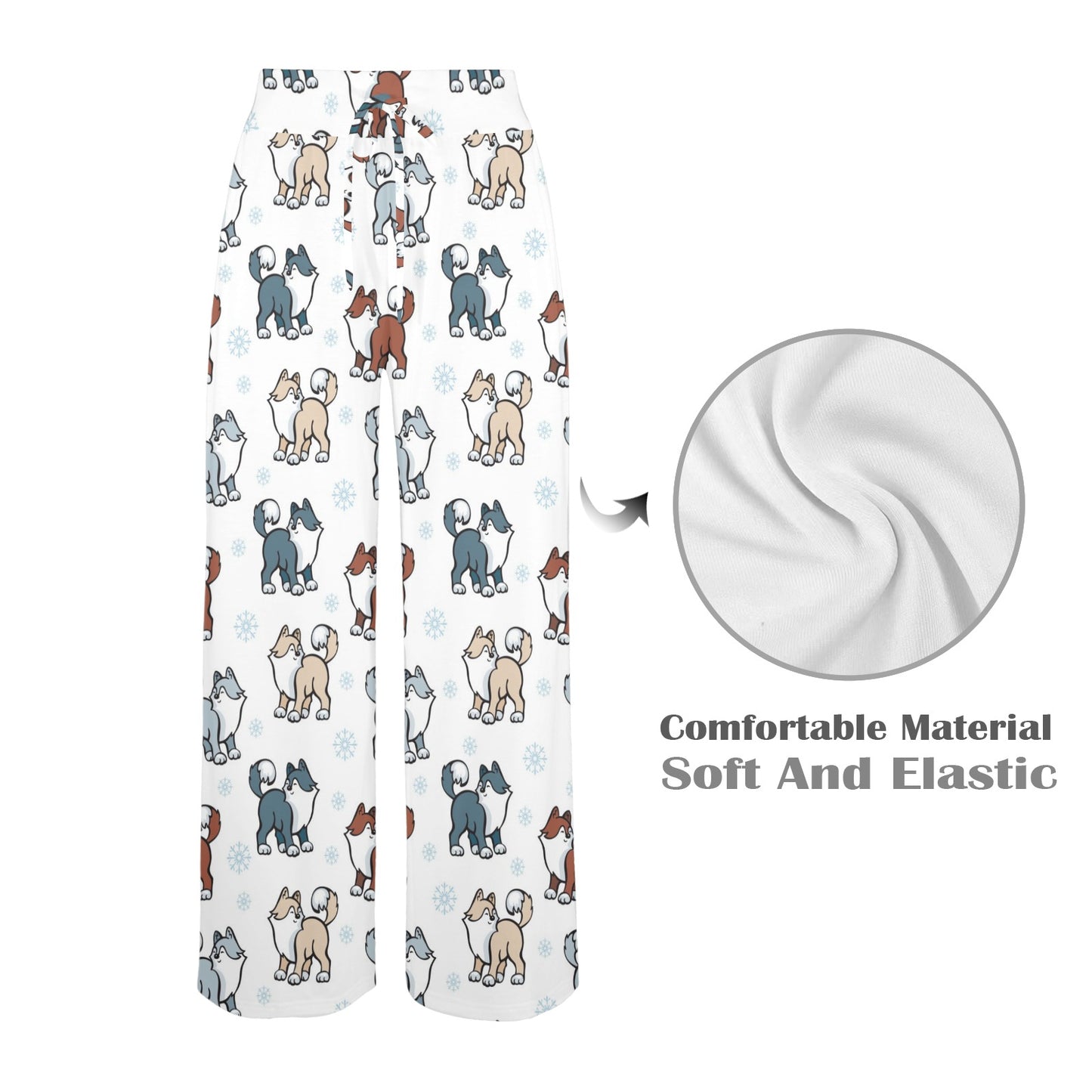 Alaskan Malamute Pattern Print Design 02 Women's Wide Leg Lounge Pants