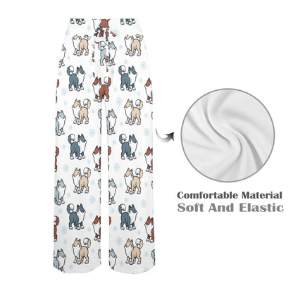 Alaskan Malamute Pattern Print Design 02 Women's Wide Leg Lounge Pants