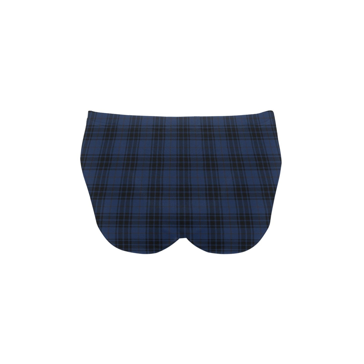 Navy Blue Tartan Plaid Pattern Men's Swimming Briefs