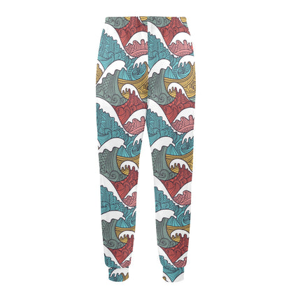 Tribal Wave Pattern Print Men's Casual Track Pants