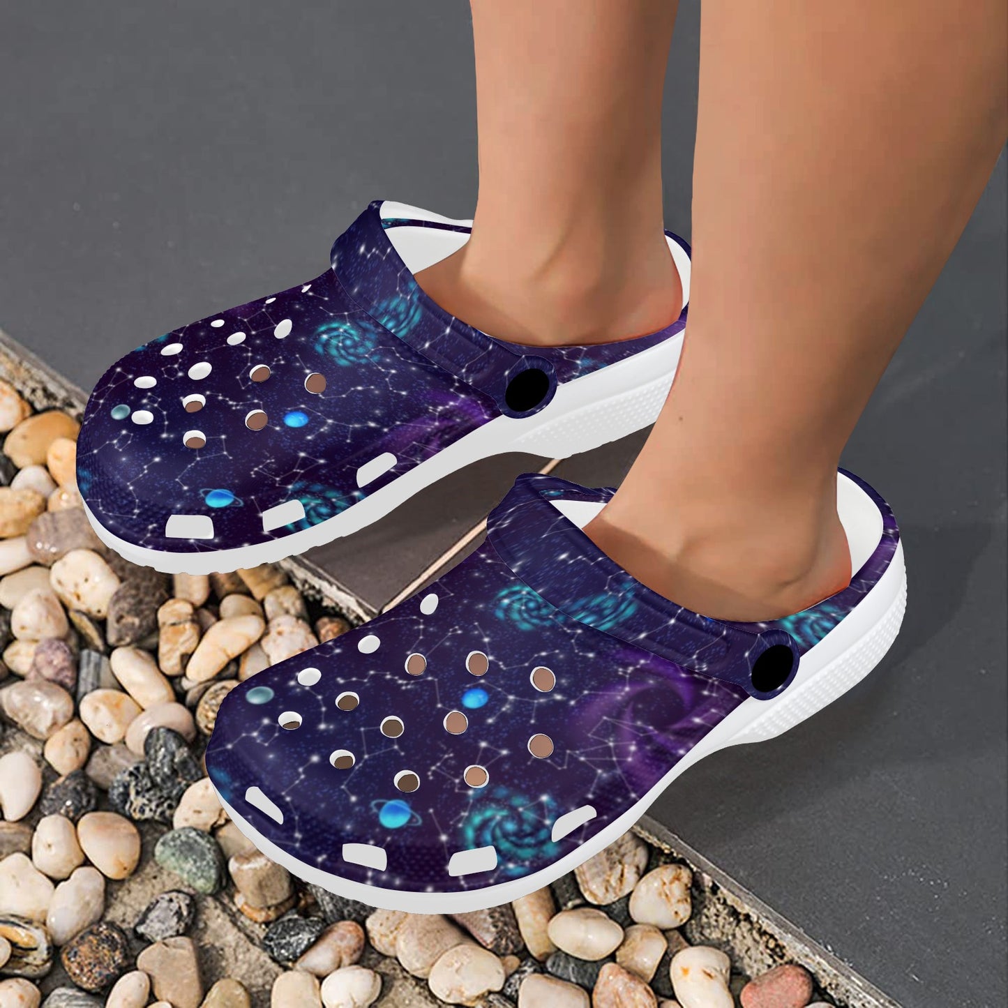 Zodiac Galaxy Design Print Unisex Clogs Shoes