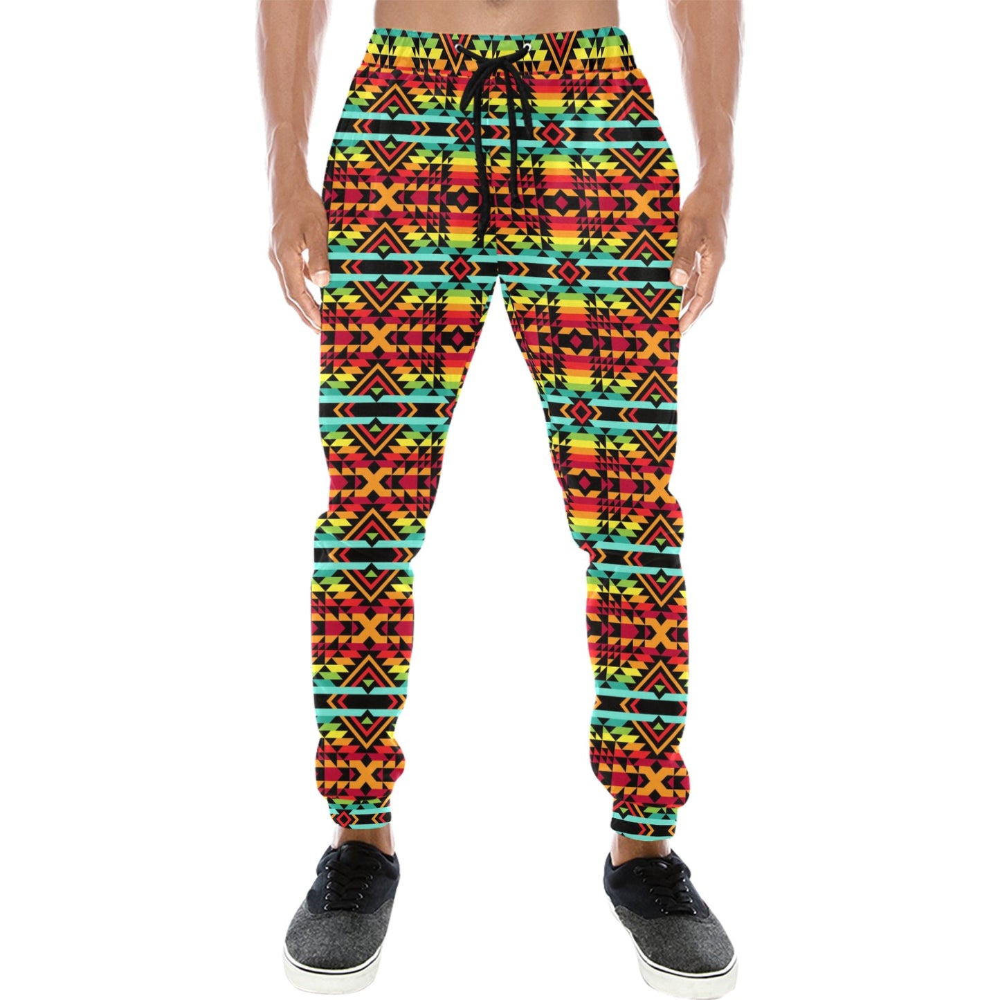 Kente Red Design African Print Men's Sweatpants
