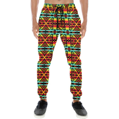 Kente Red Design African Print Men's Sweatpants