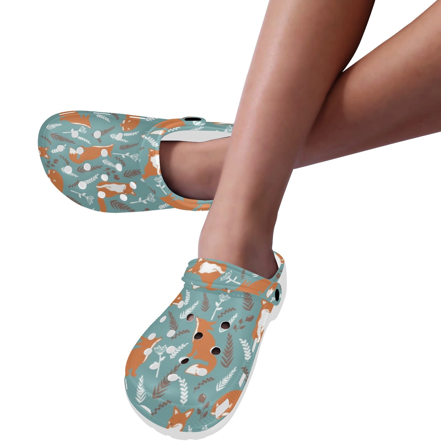 Fox Forest Print Pattern Unisex Clogs Shoes