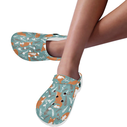 Fox Forest Print Pattern Unisex Clogs Shoes