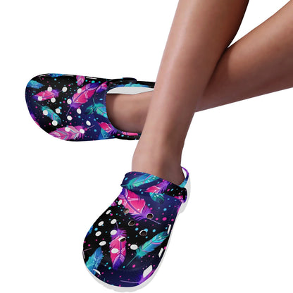 Feather Colorful Boho Design Print Unisex Clogs Shoes