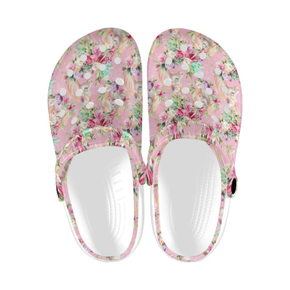Unicorn Princess with Rose Unisex Clogs Shoes