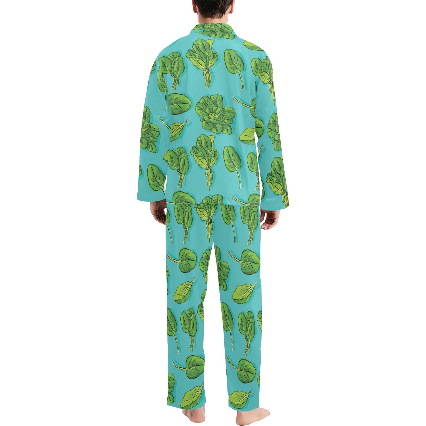Spinach Print Design LKS301 Men's Long Pajama Set