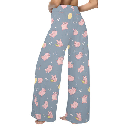 Pig Print Design LKS405 Women's Wide Leg Lounge Pants