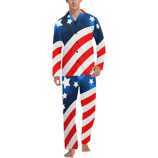 American flag Style Men's Long Pajama Set