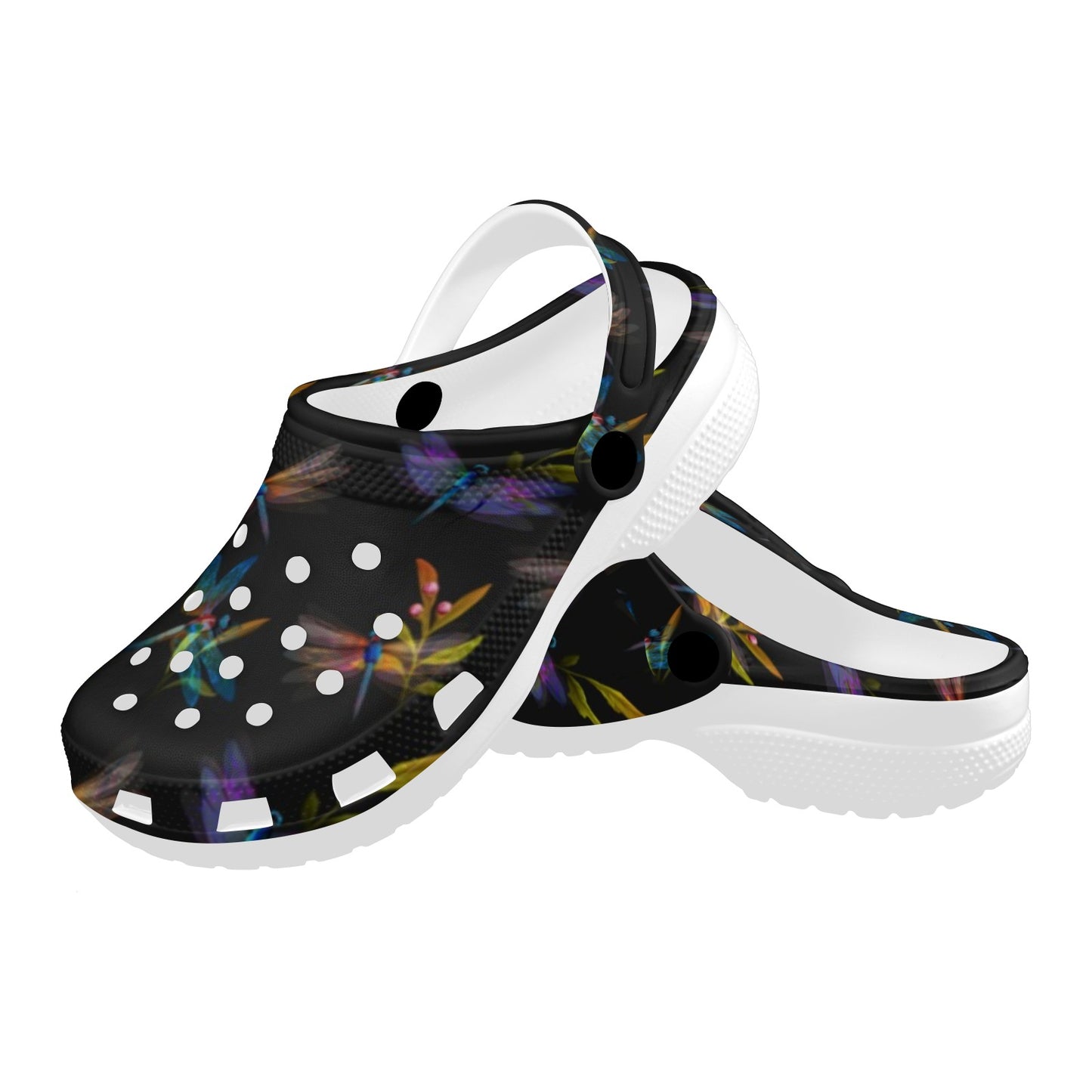 Dragonfly Colorful Realistic Print Unisex Clogs Shoes