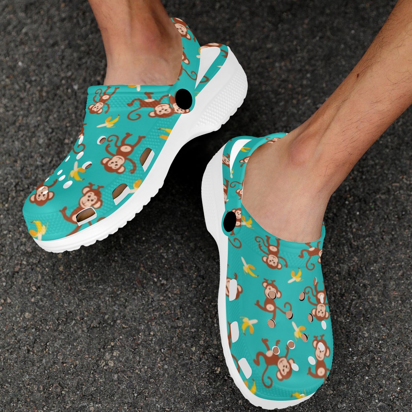 Monkey Banana Design Themed Print Unisex Clogs Shoes