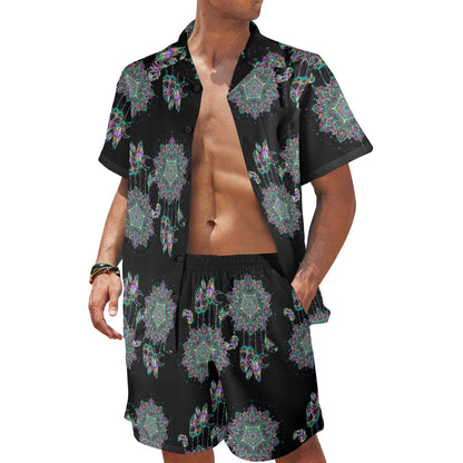 Dream Catcher Colorful Hand Draw Men's Beach Shirt and Shorts Set
