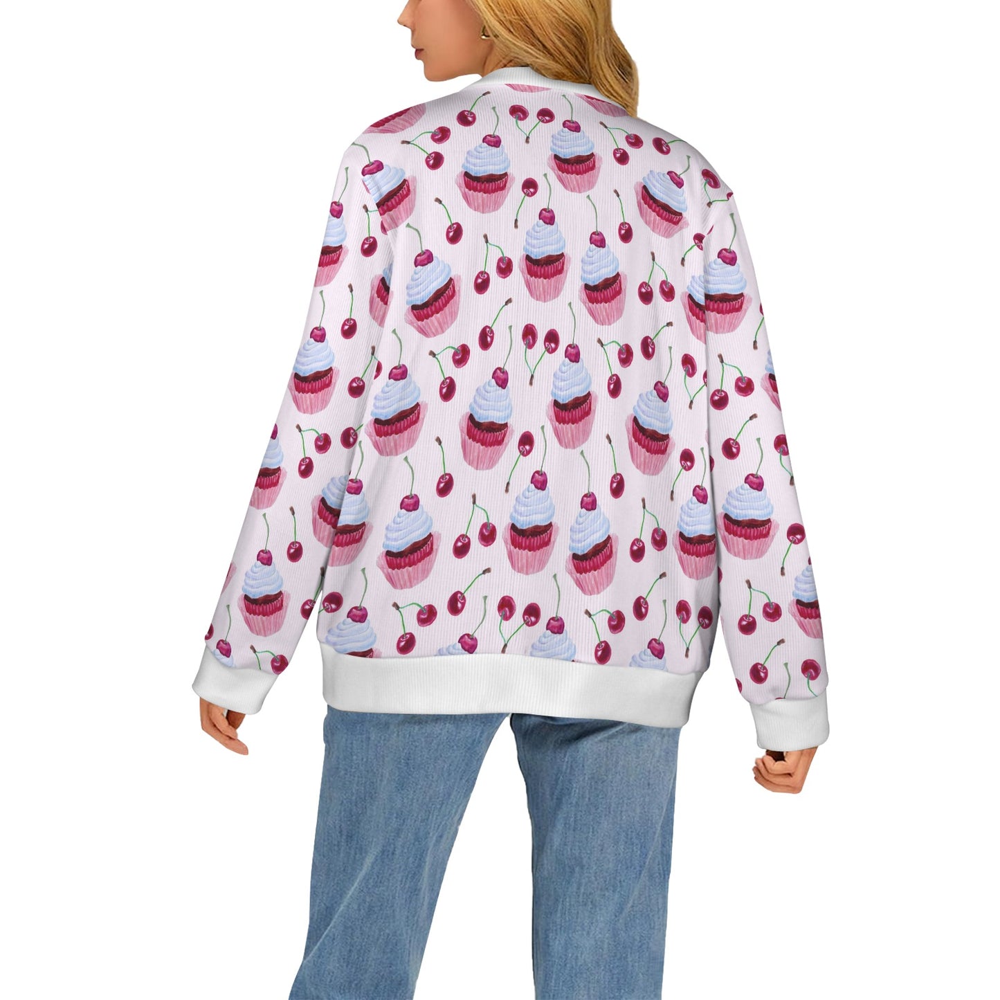 Cherry Cupcake Pink Pattern Women's Cardigan