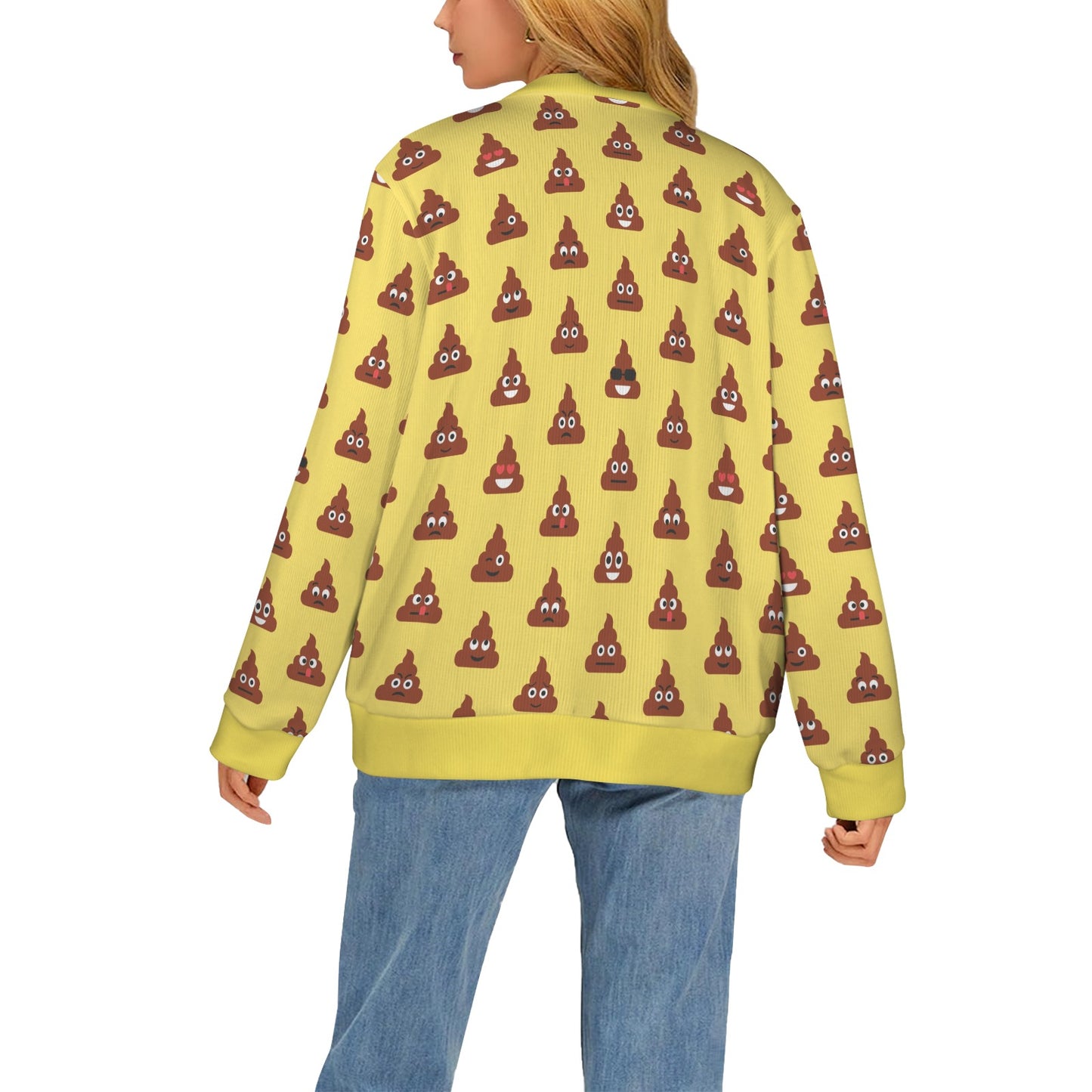 Emoji Poop Print Pattern Women's Cardigan