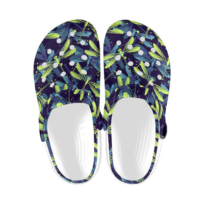 Dragonfly Lime Blue Print Pattern Unisex Clogs Shoes