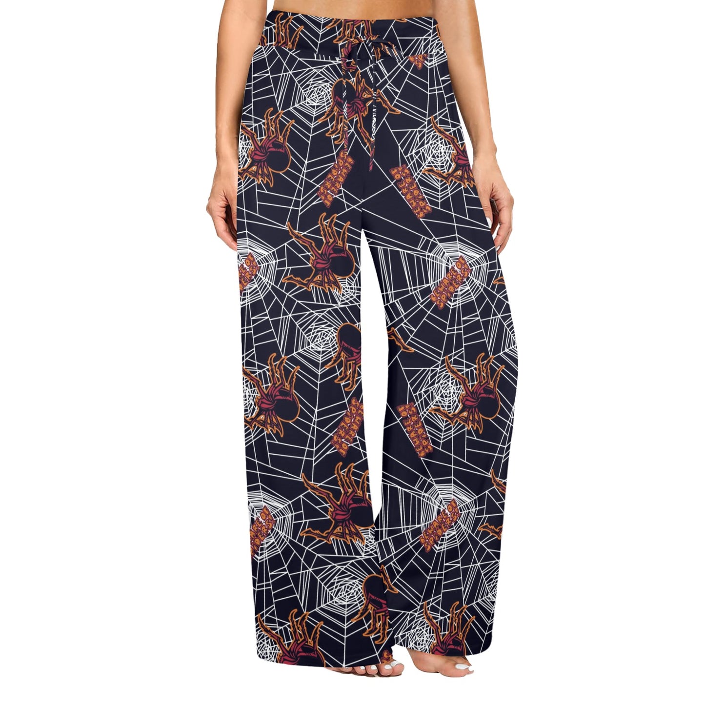 Tarantula Spiderwebs Pattern Print Design 01 Women's Wide Leg Lounge Pants