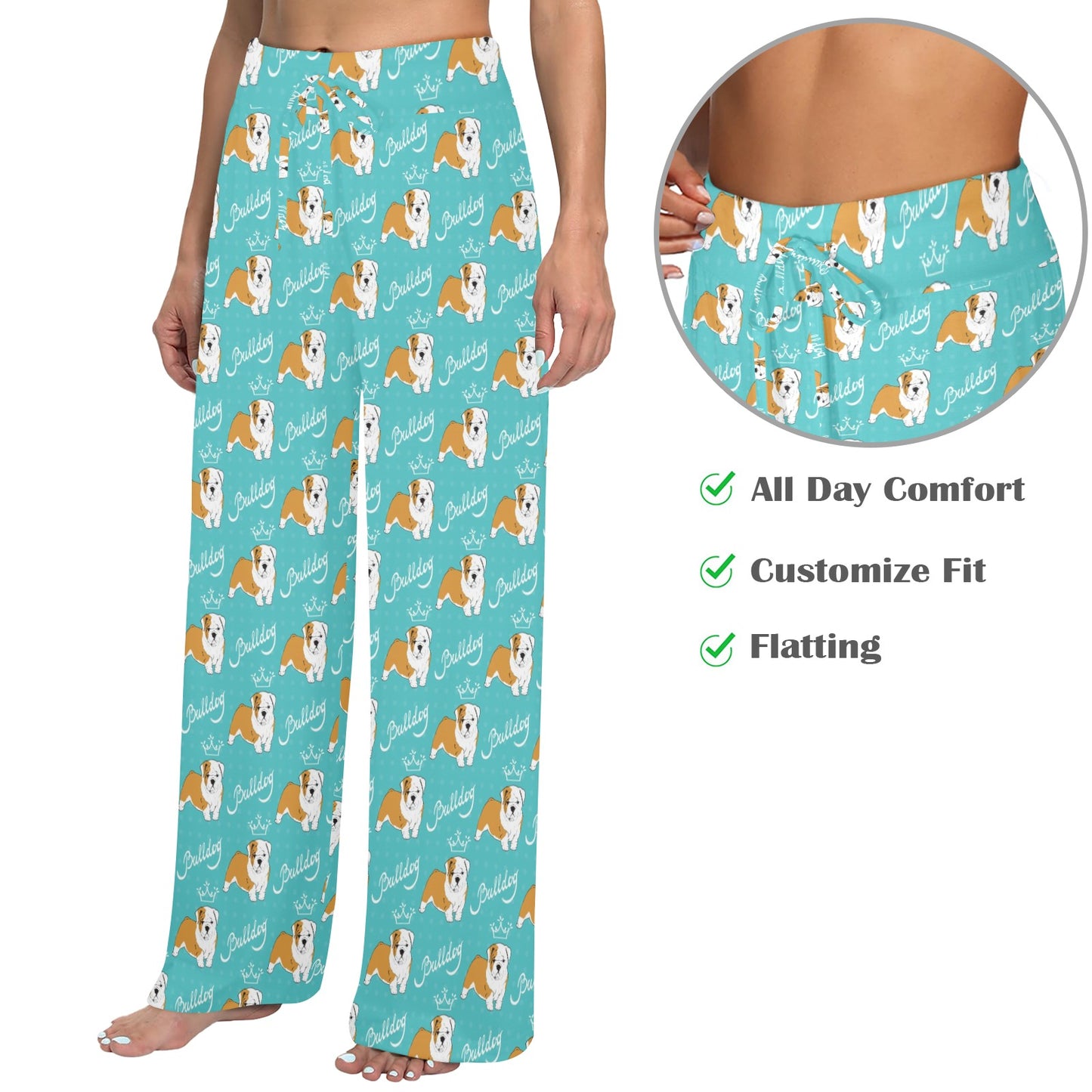 Bulldogs Pattern Print Design 05 Women's Wide Leg Lounge Pants
