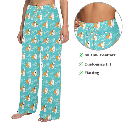 Bulldogs Pattern Print Design 05 Women's Wide Leg Lounge Pants