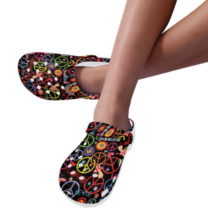 Peace Sign Colorful Design Print Unisex Clogs Shoes