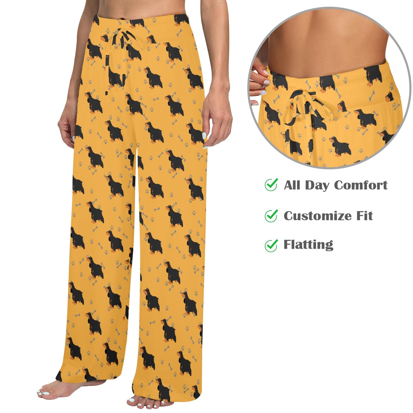Cocker Pattern Print Design 01 Women's Wide Leg Lounge Pants