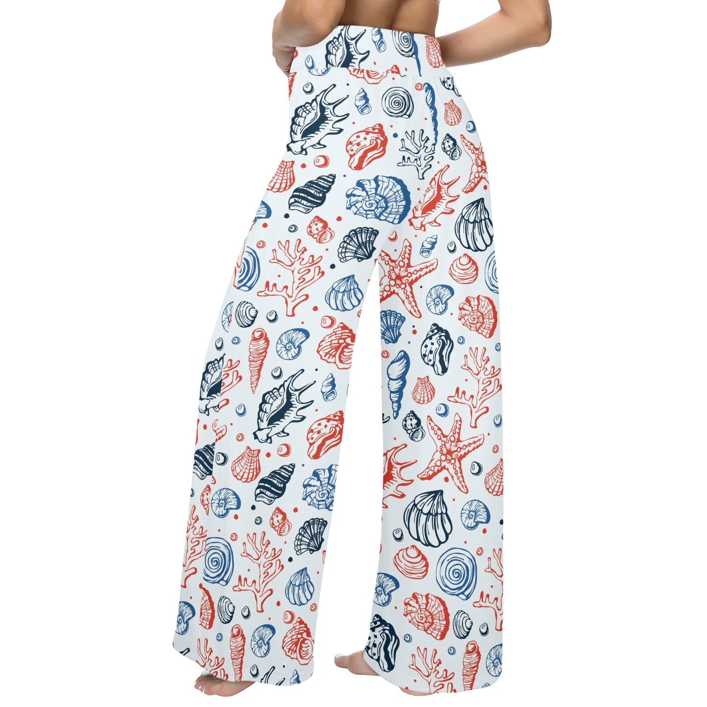 Seashell Print Design LKS307 Women's Wide Leg Lounge Pants