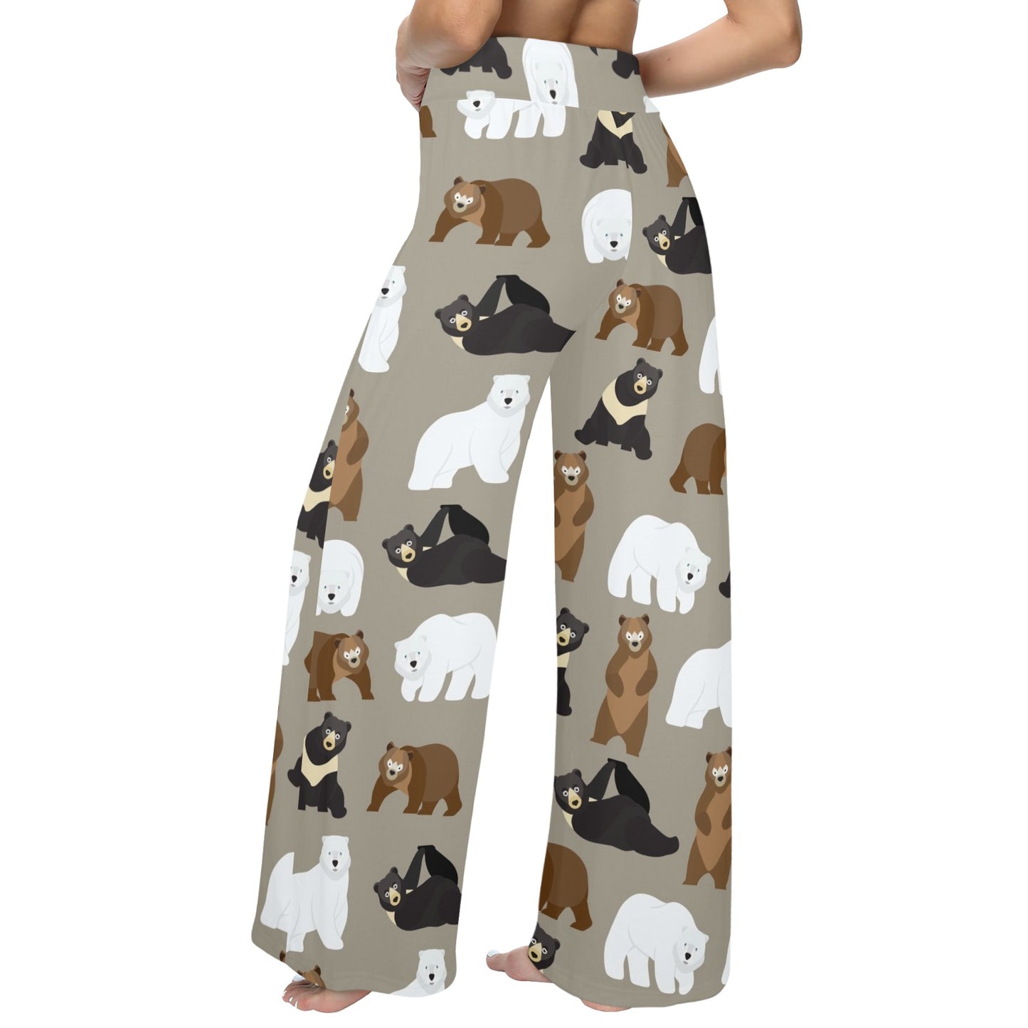 Bear Pattern Print Design BE03 Women's Wide Leg Lounge Pants