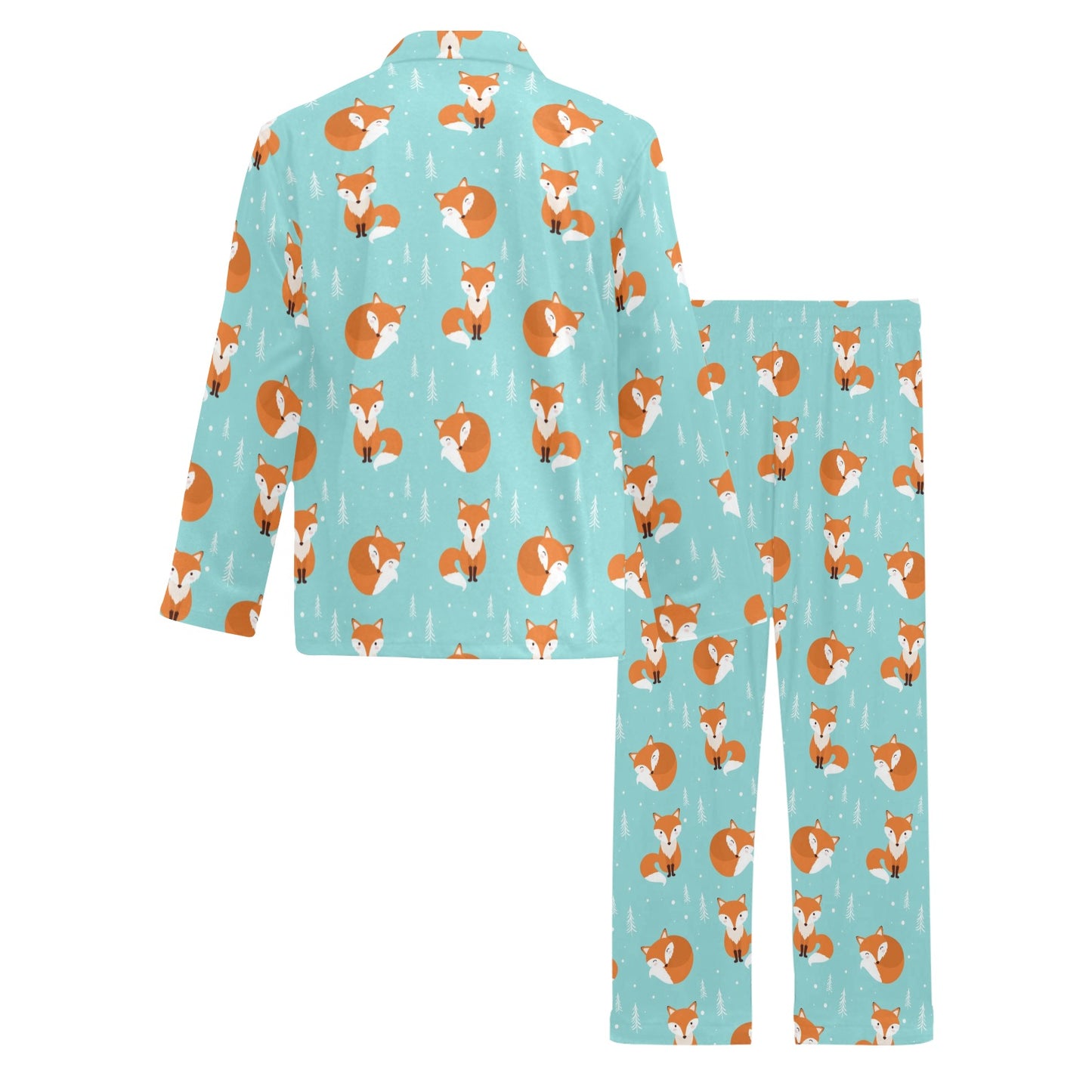 Fox Design Snow Print Pattern Men's Long Pajama Set