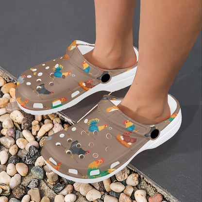 Chicken Happy Print Pattern Unisex Clogs Shoes