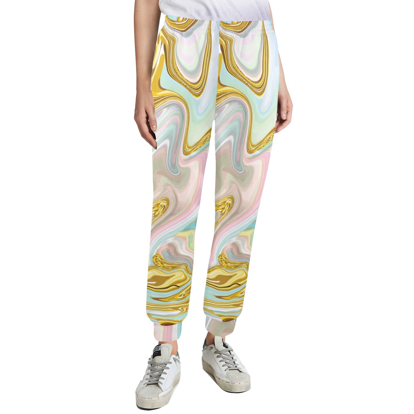 Gold Sweet Marble Women's Casual Track Pants