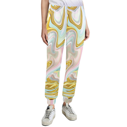Gold Sweet Marble Women's Casual Track Pants