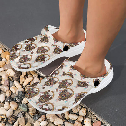 Wolf Tribal Dream Catcher Design Print Unisex Clogs Shoes