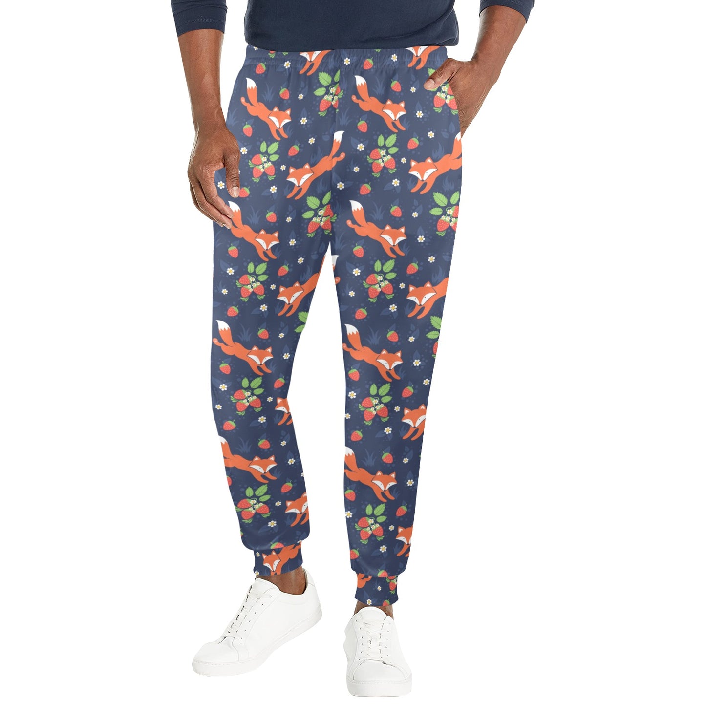 Fox Strawberry Print Pattern Men's Casual Track Pants